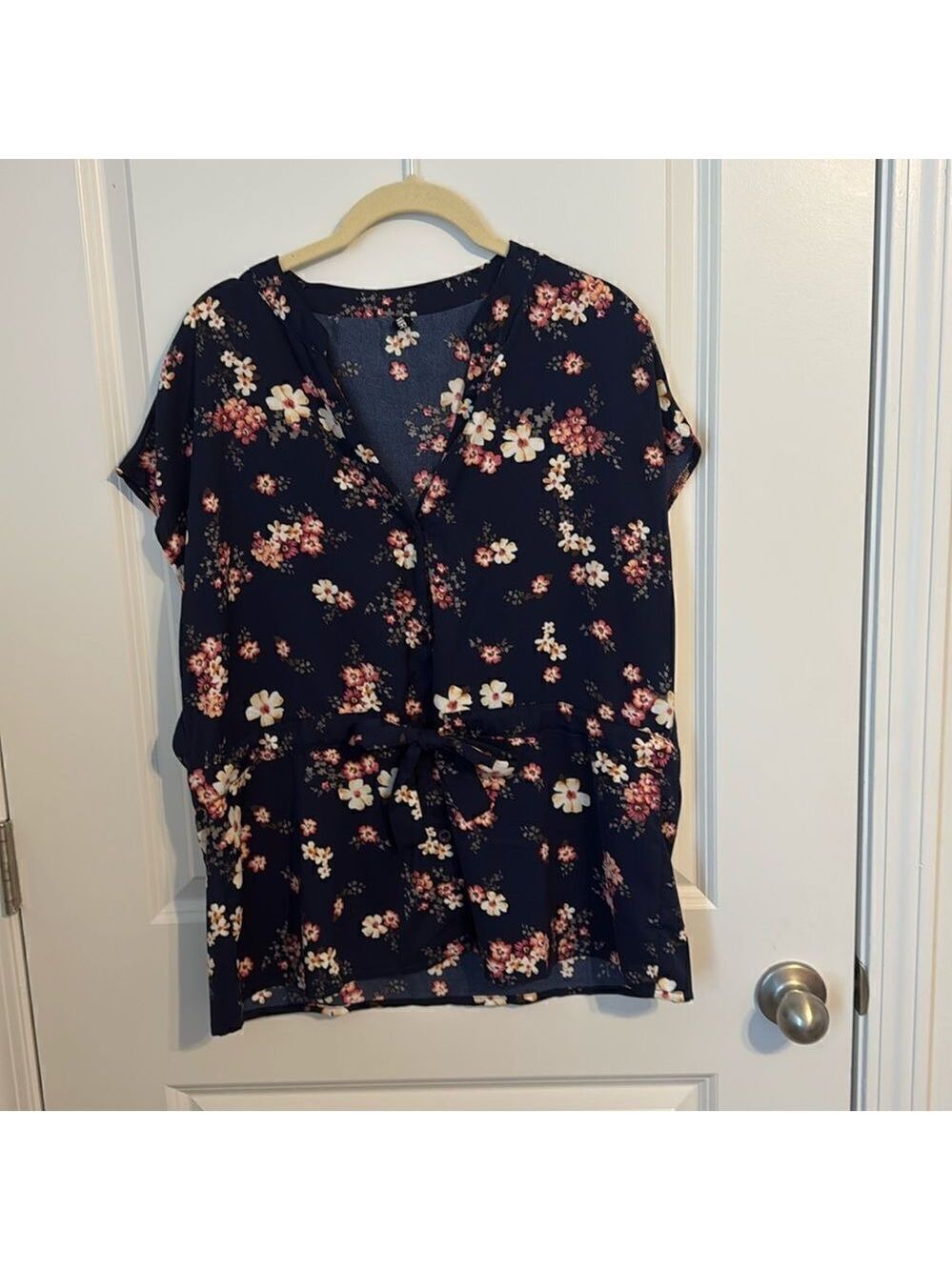 Blue/Pink Floral Blouse - Picture 2 of 6